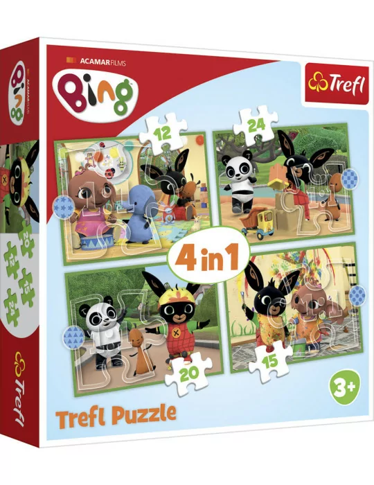 Trefl 34357 Puzzle 4V1 Bing a jeho priatelia