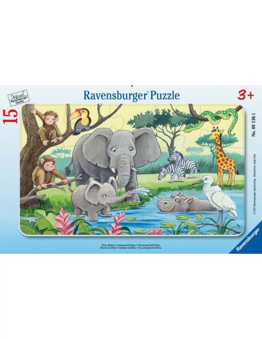 Ravensburger 06136 Puzzle na doske Africké zvieratá 15 dielov