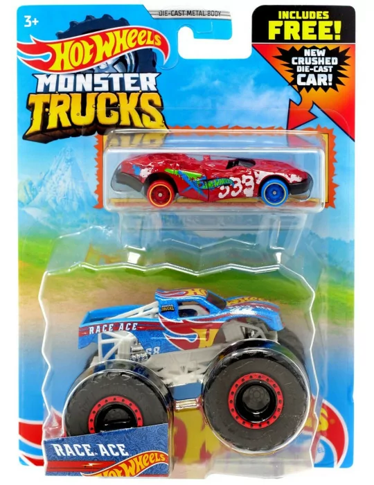 Mattel GRH81 Hot Wheels® Monster Trucks v mierke 1:64 s angličákom Race Ace