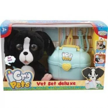 Cry Pets Pityergő fekeke kiskutya plüss játék állatorvosi szettel deluxe szett