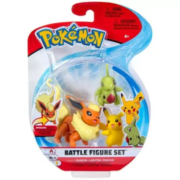 Pokemon Sada 3 figúrok Bitka pokémonov: Flareon - Larvital - Pikachu