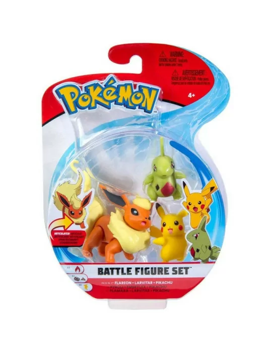 Pokemon Sada 3 figúrok Bitka pokémonov: Flareon - Larvital - Pikachu