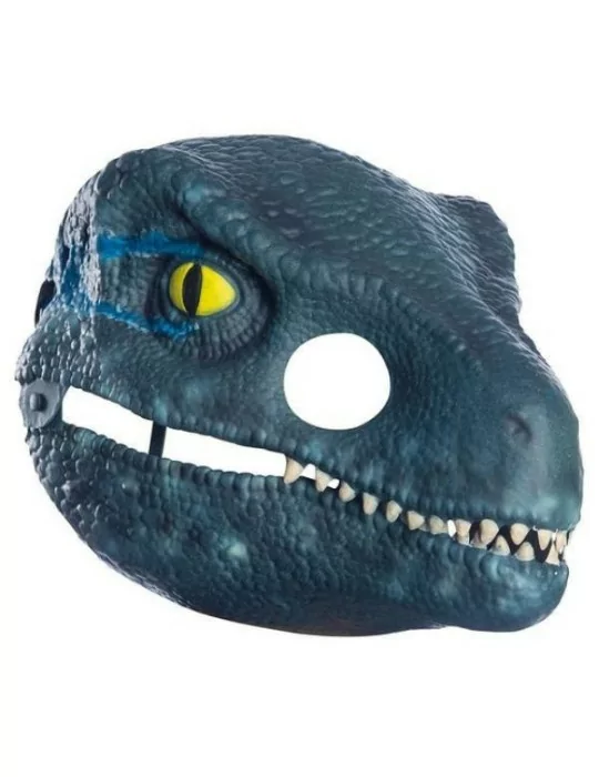 Rubies 68057 Maska na tvar s pohyblivou čeľusťou Jurassic World Velociraptor Blue