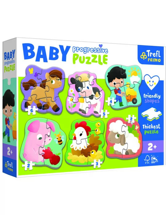 Trefl 44000 Baby Progressive Puzzle 6v1 Domáce zvieratká