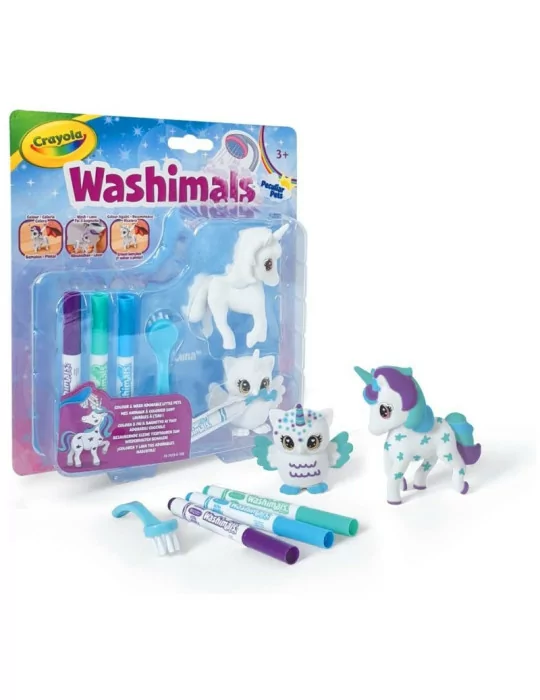 Crayola 74-7473 Washimals kimosható állatkák Egyszarvú és bagoly játékszett