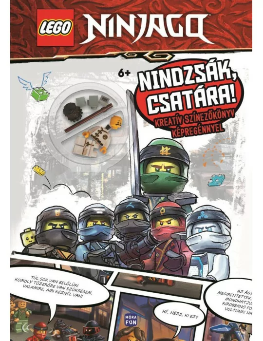 Móra Könyvkiadó - Lego Ninjago- Nindzsák, csatára! - Kreatív színezőkönyv képregénnyel! - Ajándék Cole minifigurával