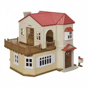 Sylvanian Families 5708 Poschodový dom s červenou strechou a svetlami, nový