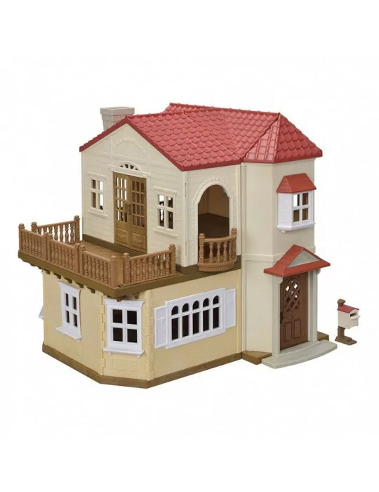 Sylvanian Families 5708 Poschodový dom s červenou strechou a svetlami, nový