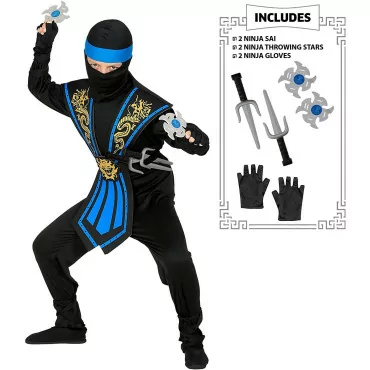 Widmann 38655 - Kostým Modrý ninja s drakom 116 XS